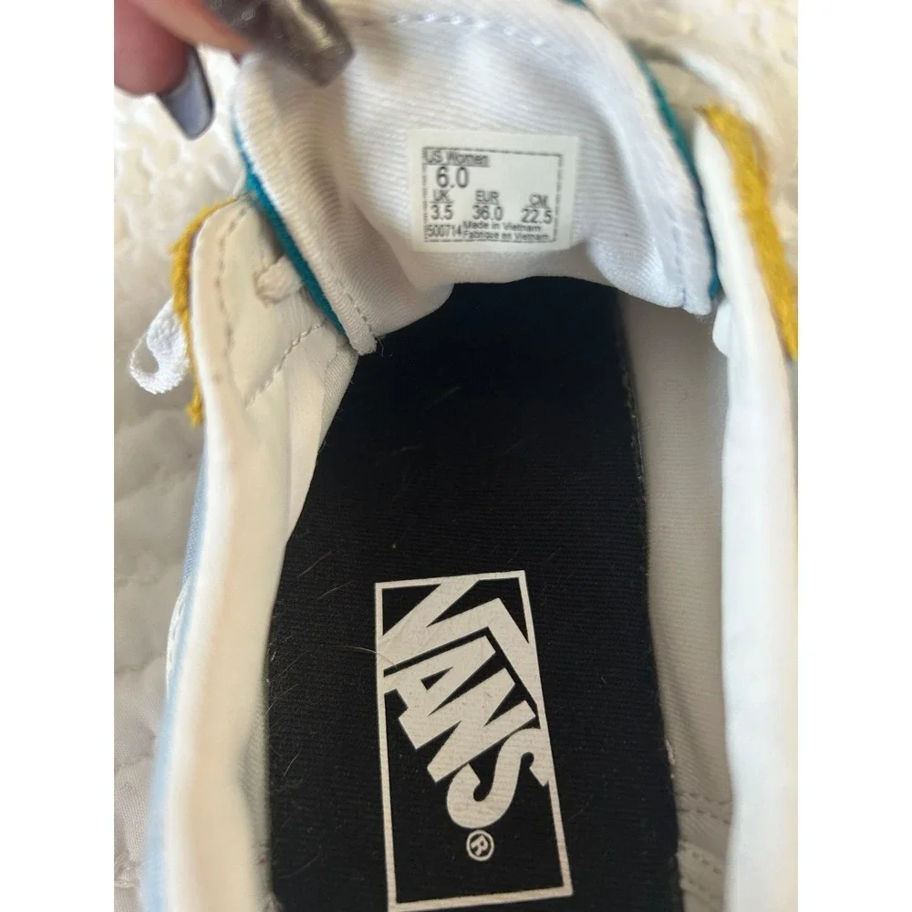 Vans Teal, Yellow & White Low Top Sneakers